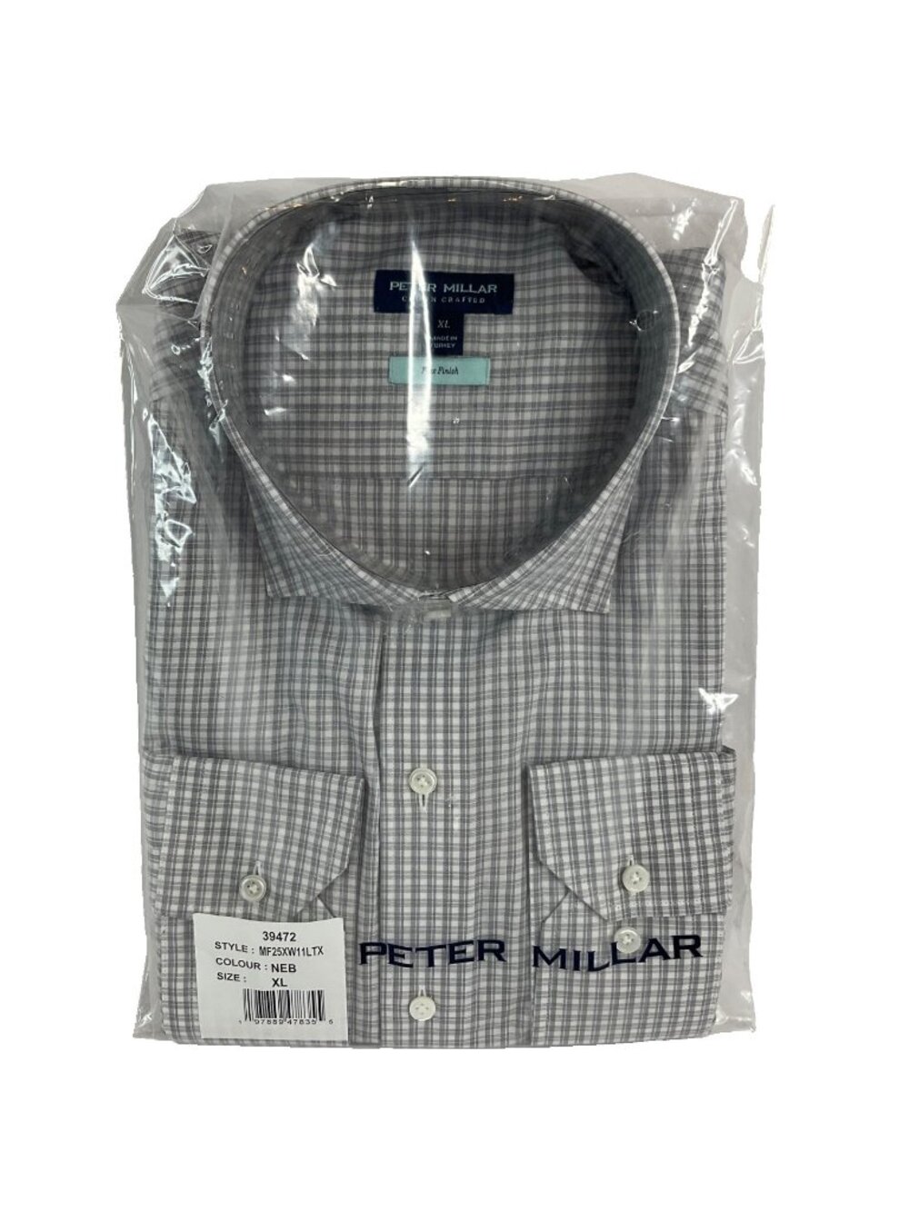 Peter Millar Shirt Mens Sz XL British Gray Excursionist Flex Gingham Nwt $250